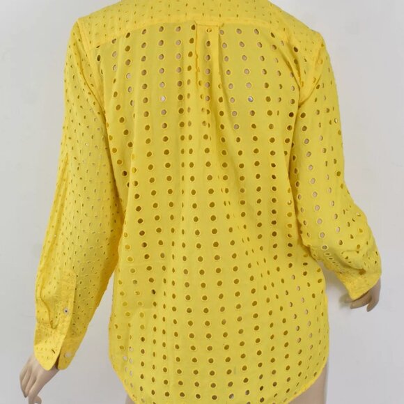 NWT J Crew Lemon Canary Yellow Eyelet Cotton Lace Shirt Blouse & Tank Top Set 4 - Picture 5 of 5
